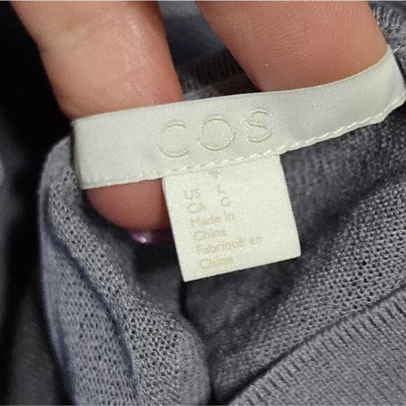 COS silver Grey slightly sheer‎ finely woven mock turtleneck sweater size large - Picture 6 of 6